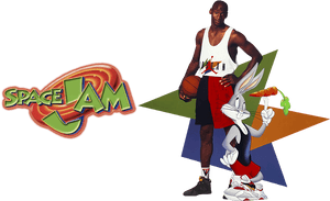 Space Jam_ Michael Jordan_ Bugs Bunny_ Promotional Art PNG image with transparent background