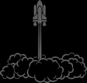 Space Shuttle Launch Silhouette PNG image with transparent background