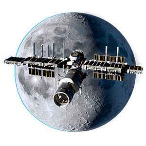 Space Station with Moon Background PNG 06132024 PNG with transparent background
