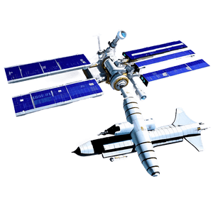 Space Station with Shuttle PNG 06132024 PNG with transparent background