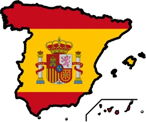 Spain Mapwith Flagand Coatof Arms PNG Image