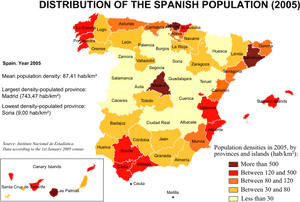 Population Densities In Spain 2005 Large Map - Population Map Of Spain, HD Png Download PNG with transparent background