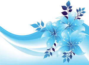 Sparkling Blue Flower Design PNG Image