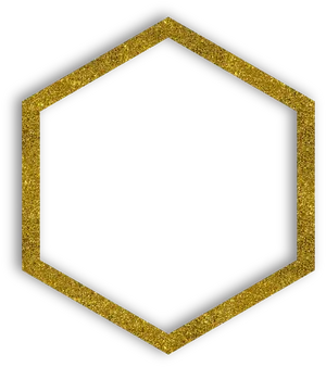 Sparkling Gold Hexagon Frame PNG Image