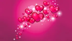 Sparkling Hearts Pink Background PNG Image