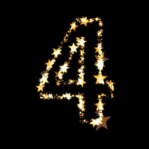 Sparkling Number4on Black Background PNG
