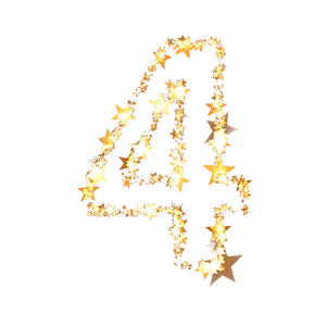 Sparkling Number4on Black Background PNG Image