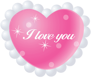 Sparkling Pink Heart I Love You PNG with transparent background