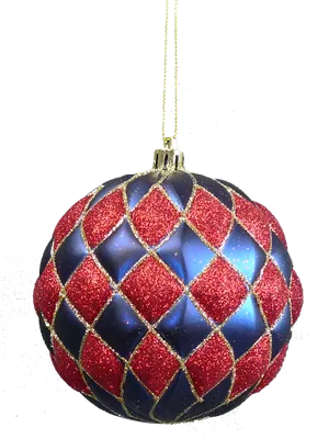 Sparkling Redand Blue Christmas Bauble PNG Image