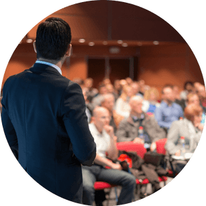 Speaker Addressing Audience Conference PNG image with transparent background