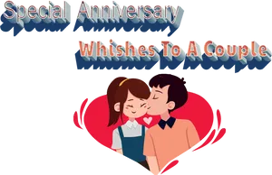 Special Anniversary Wishes Cartoon Couple PNG Image