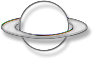 Spectral Ringed Planet PNG Image