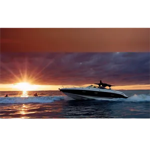 Speed Boat Sunset View Png Kvu39 PNG Image