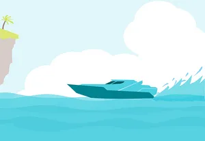 Speedboat Cartoon Vector Illustration PNG Image