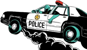 Speeding Police Car Illustration PNG Image