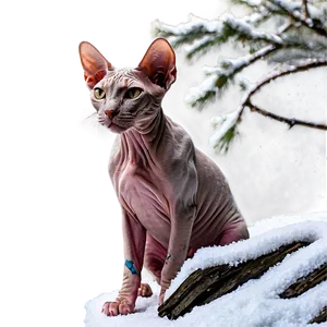 Sphynx Cat In Snowy Winter Wonderland Png Oyg98 PNG Image