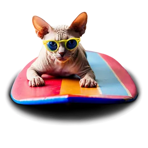 Sphynx Cat Surfing Summer Vibes Png Qbq PNG Image