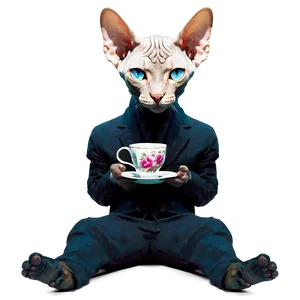 Sphynx Cat Tea Party Elegance Png Cfh PNG Image