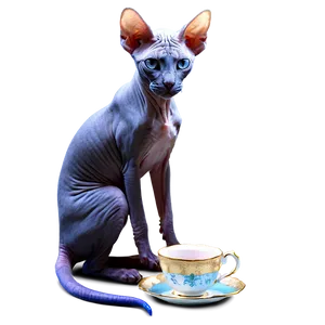 Sphynx Cat Tea Party Elegance Png Cxt47 PNG Image