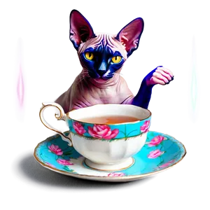 Sphynx Cat Tea Party Elegance Png Mwe PNG Image