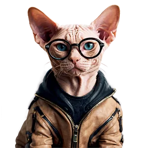 Sphynx Cat With Glasses Studying Png 66 PNG Image