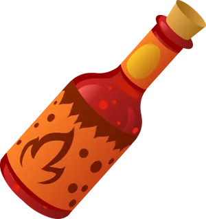 Spicy Hot Sauce Bottle Illustration PNG Image