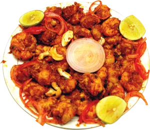 Spicy Prawn Dishwith Garnishes PNG Image