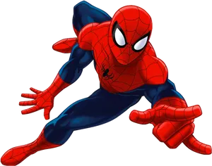 Spider Man_ Crouching_ Pose PNG Image