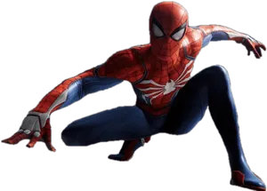 Spider Man_ Crouching_ Pose PNG Image