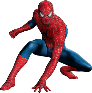 Spiderman Crouching Action Pose PNG Image