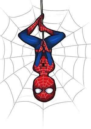 Spiderman Hanging Upside Down PNG Image