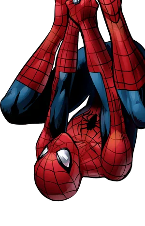 Spiderman Hanging Upside Down PNG Image