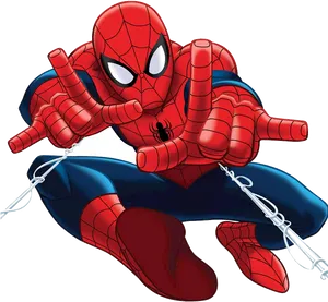 Spiderman Swinging Action Clipart PNG Image