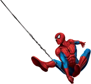 Spiderman Swinging Action PNG Image