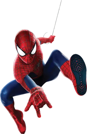 Spiderman Swinging Action Pose PNG Image