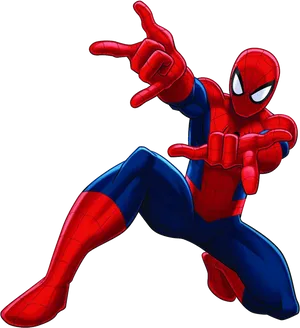 Spiderman Web Shooting Pose PNG Image