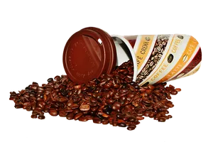 Spilled Coffee Beansand Cup PNG Image