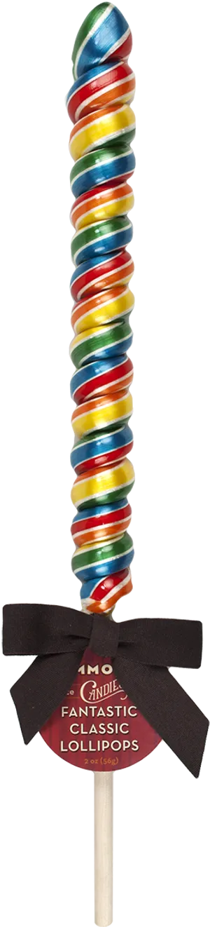 Spiral Rainbow Lollipopwith Bow PNG Image