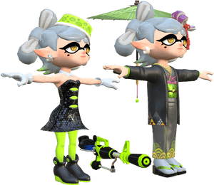 Splatoon Inkling Characters Kimono Style PNG image with transparent background