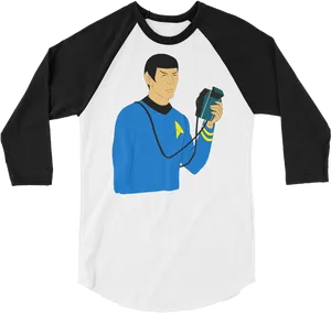 Spock Character Illustration Raglan Shirt PNG Image