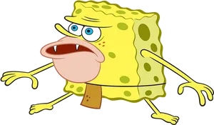 Sponge Bob_ Caveman_ Pose.png PNG Image