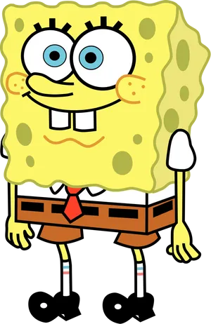 Sponge Bob Square Pants Standing Smile PNG Image