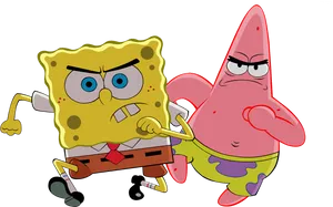 Sponge Boband Patrick Angry Stance PNG Image