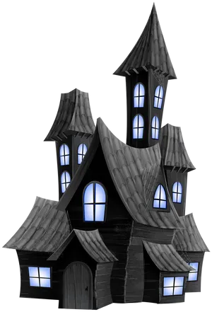 Spooky Haunted House Illustration PNG Image