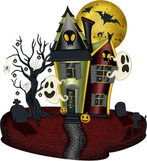 Large House Hayride Halloween Picture Free Frame Clipart - Halloween Haunted House Clipart, HD Png Download PNG