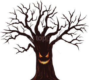 Spooky Treewith Face Illustration PNG image with transparent background