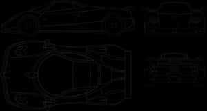 Sports Car Blueprint Vector PNG image with transparent background