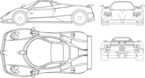 Sports Car Blueprint Vector PNG Image