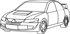 Sporty Sedan Line Art PNG Image