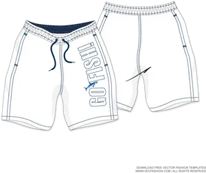 Sporty White Drawstring Shorts Design PNG Image